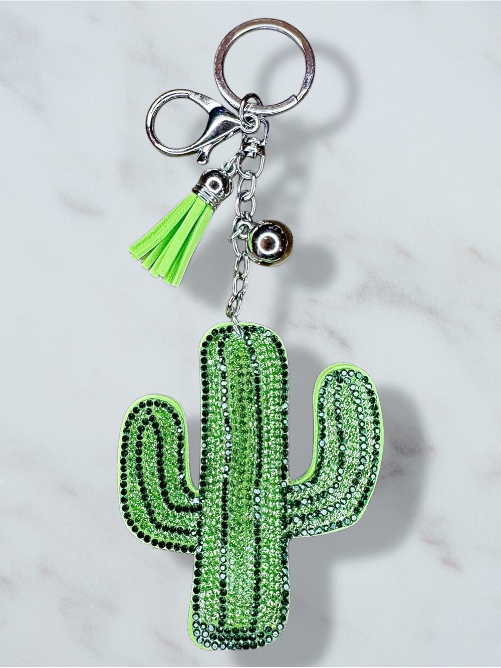 Cactus Rhinestone Charm Keychain